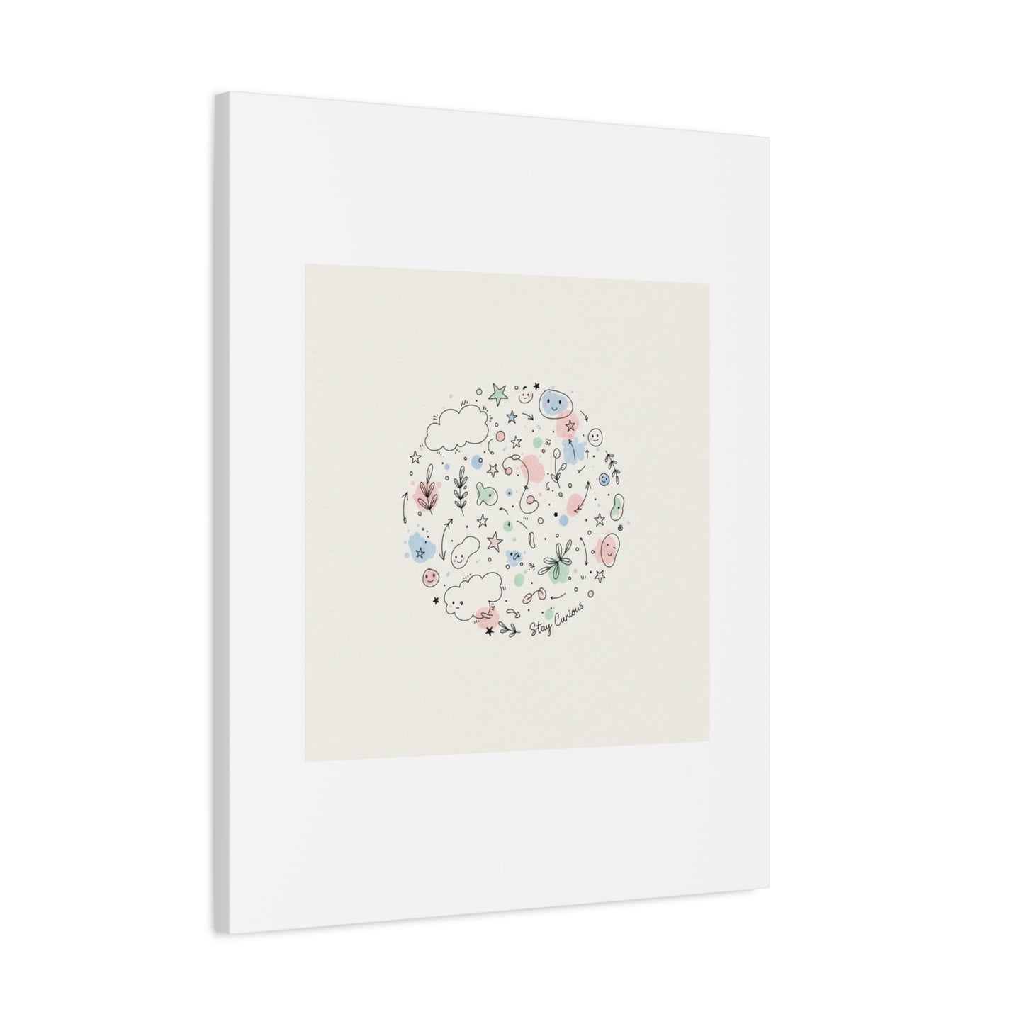 Doodle Circle Line Drawing Matte Canvas, Hand-Drawn Sketch Art