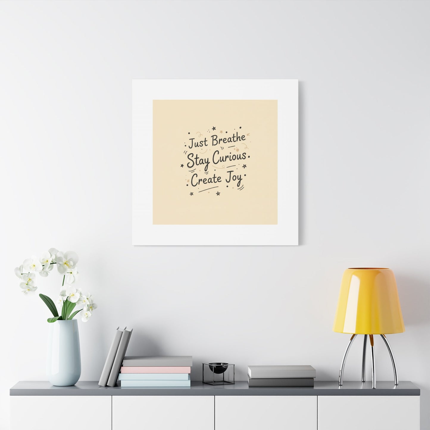 Just Breathe Stay Curious Create Joy Canvas | Messy Handwritten Typography, Doodle Text Art