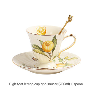 200ML Lemon - themed Cup, Saucer and Spoon Set