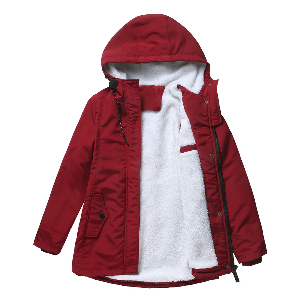 New Style Warm Coat For Fall Winter Women's European Size Thickened Plus Velvet Cotton Coat
