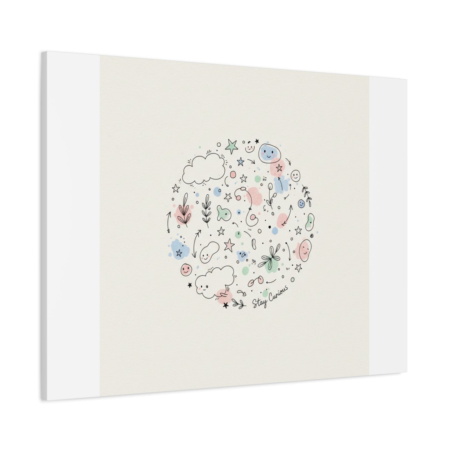 Doodle Circle Line Drawing Matte Canvas, Hand-Drawn Sketch Art