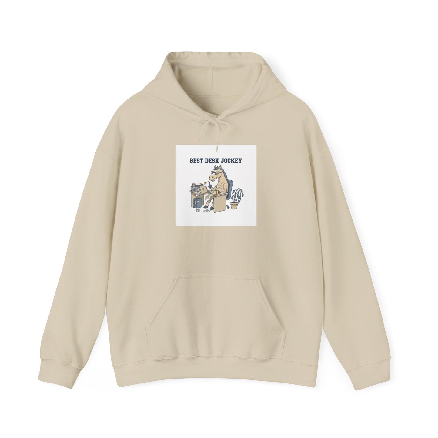 Work Horse Jockey Hoodie | corporate burnout parody, office horse design