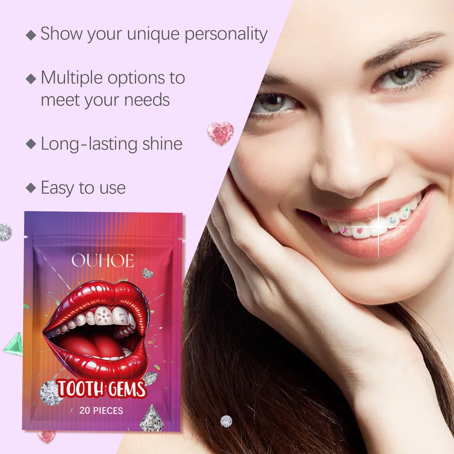 Crystal Dental Diamond Sparkle Dental Diamond Decorative Fashion Beauty Stickers To Enhance Smile Light Portable Crystal Dental Diamond