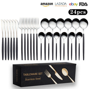 Black  Silver 24-Piece Set