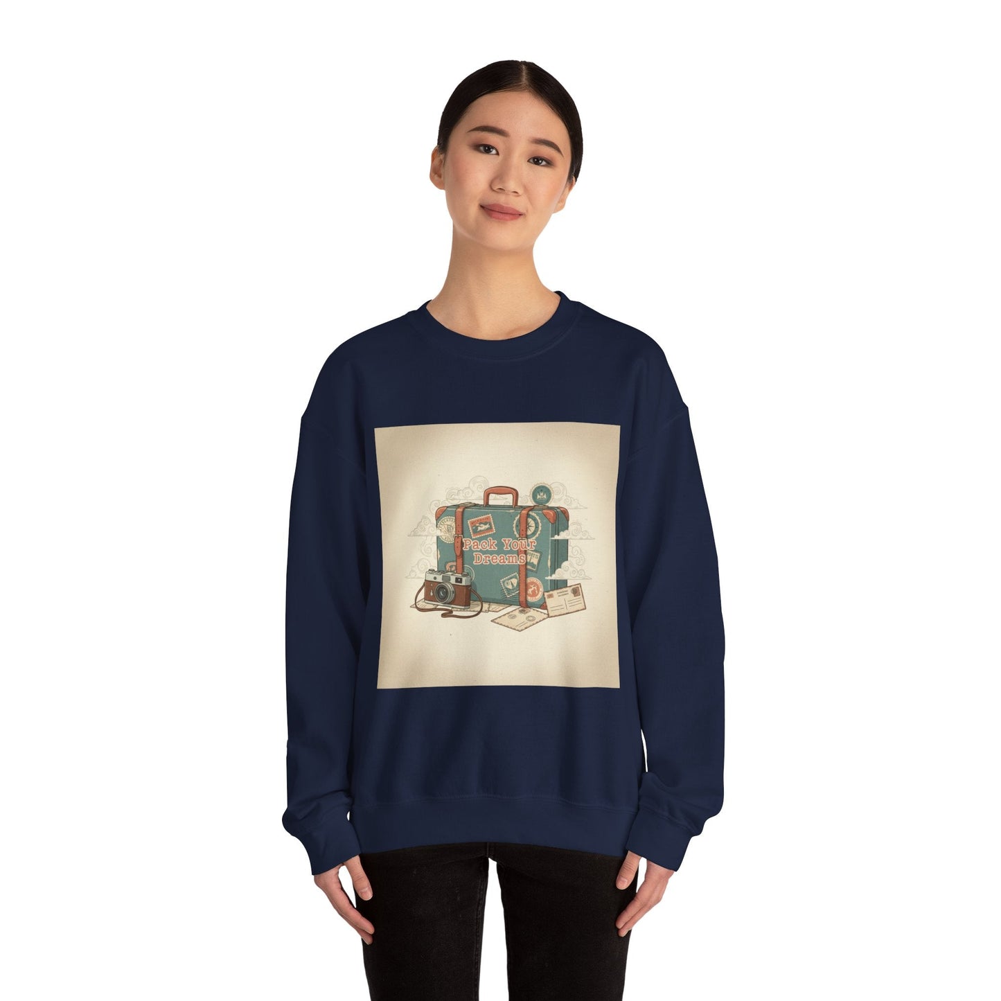 Vintage Passport Stamp Luggage Crewneck Sweatshirt | retro travel postcard, wanderlust design