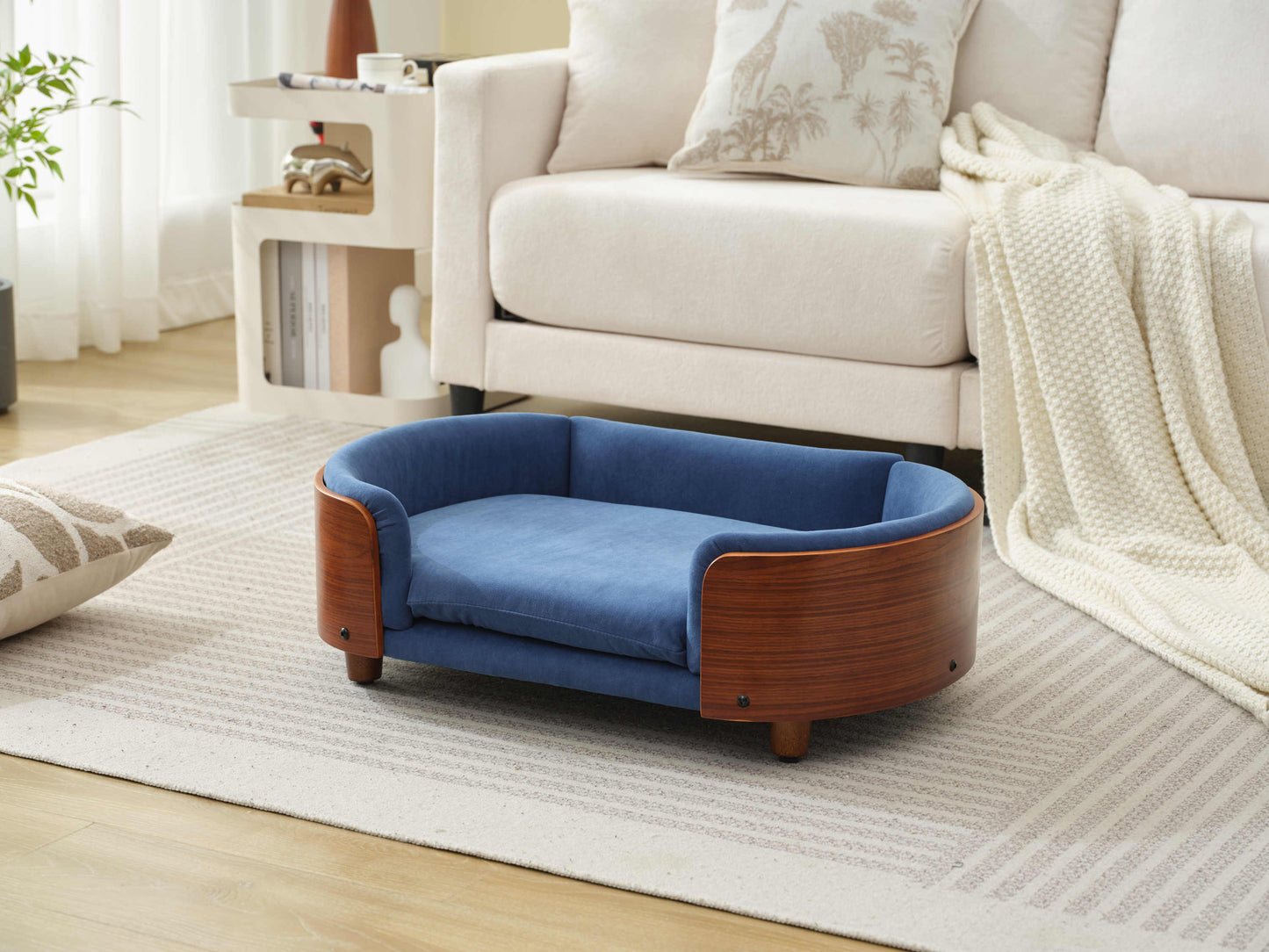 Scandinavian Style Elevated Dog Bed Pet Sofa with Solid Wood Legs and