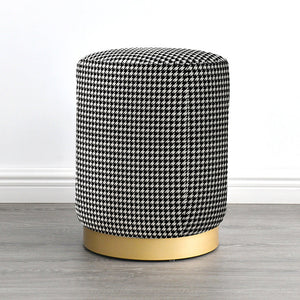 Round Stool Houndstooth Fabric