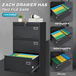 Black + Metal + 3-4 Drawers