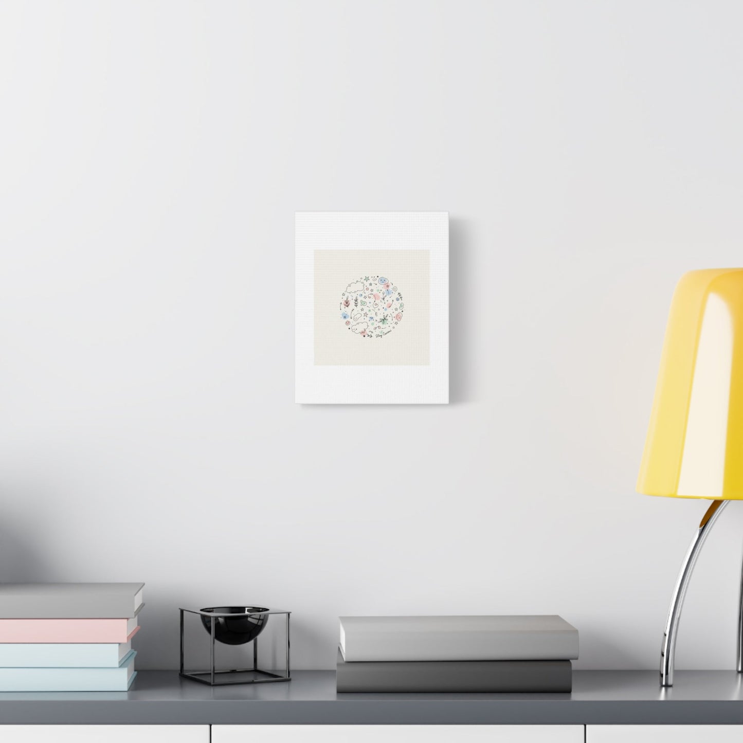Doodle Circle Line Drawing Matte Canvas, Hand-Drawn Sketch Art