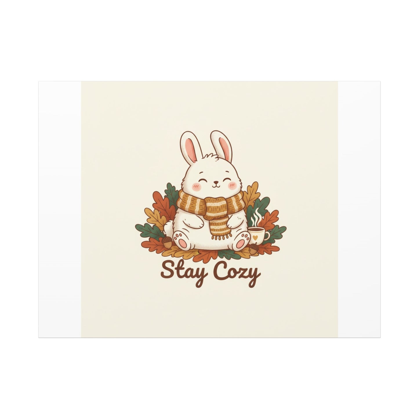 Cozy Bunny Illustration Canvas | Cute Critter Winter Forest Art