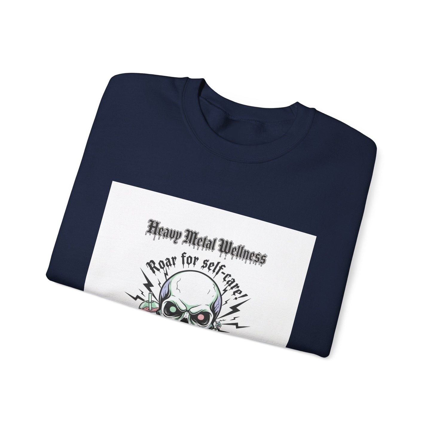 Heavy Metal Wellness Skull Crewneck Sweatshirt | metal font shirt, gothic wellness quote