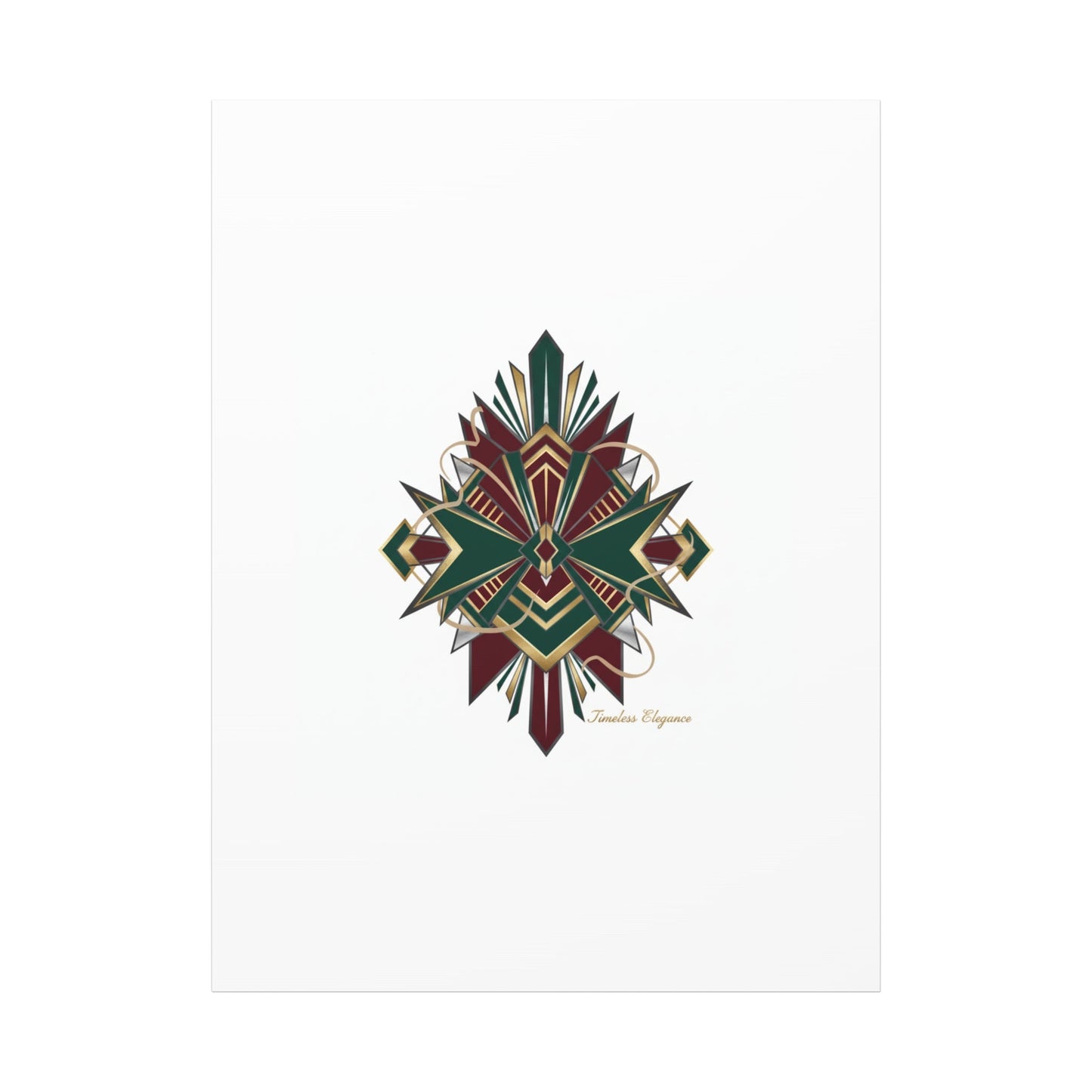 Art Deco geometric brass print Canvas | Neo-Deco chrome & gold fan motif