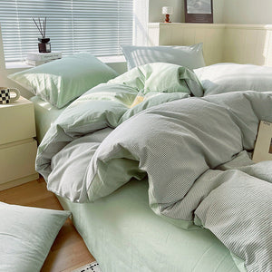 100% Cotton Fabric 【Fine Green Stripes】