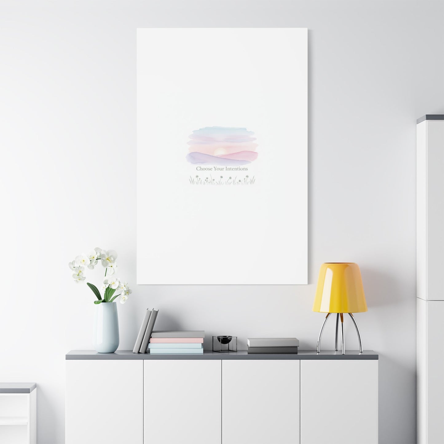 Choose Your Intentions Canvas, soft wellness poster, pastel gradient mindfulness art