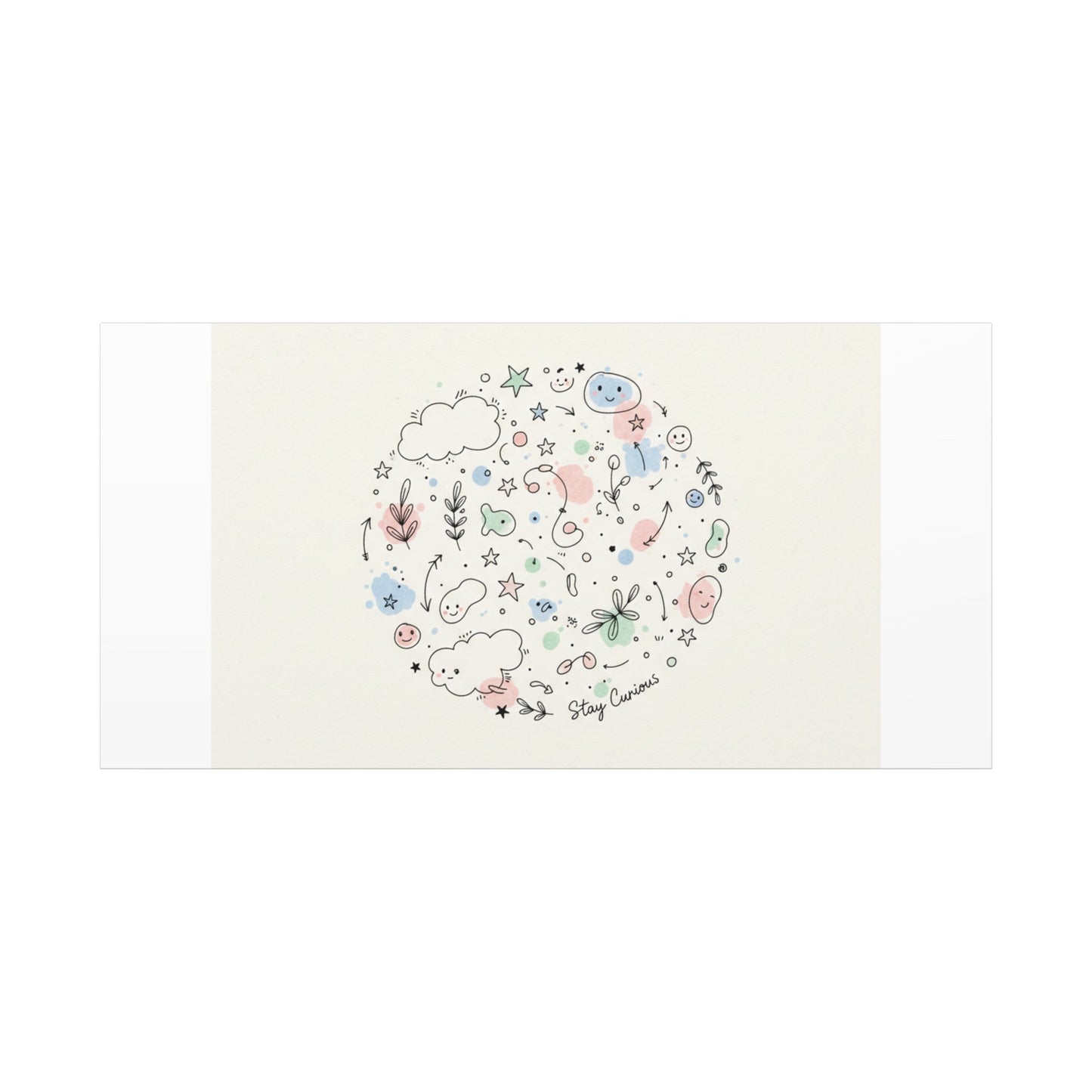 Doodle Circle Line Drawing Matte Canvas, Hand-Drawn Sketch Art