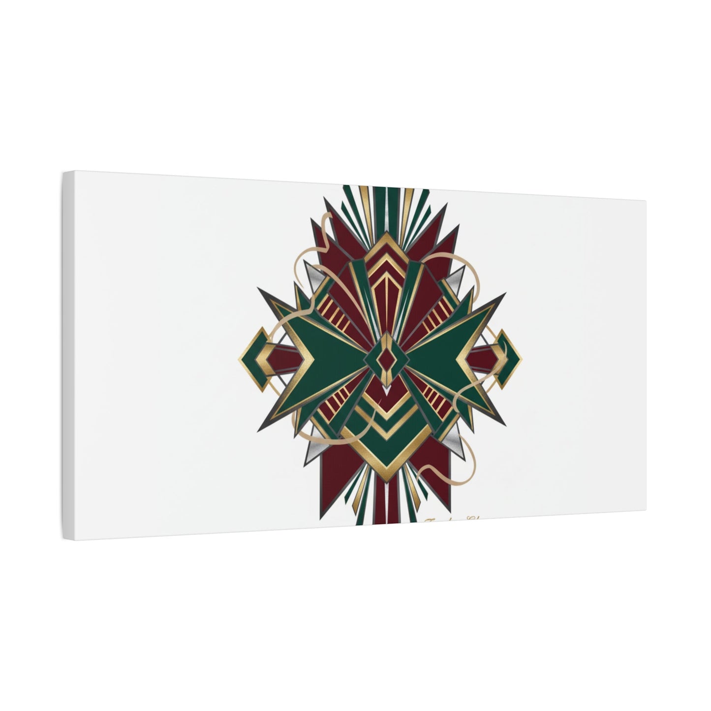 Art Deco geometric brass print Canvas | Neo-Deco chrome & gold fan motif