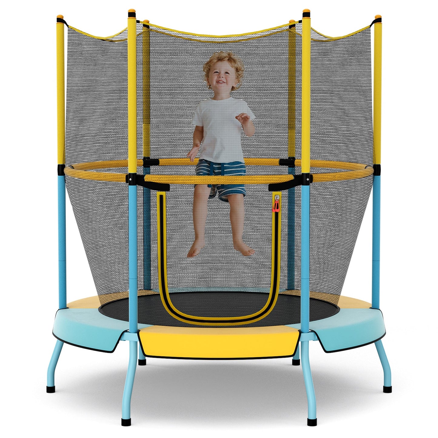 48 Inch Toddler Trampoline with Safety Enclosure Net-Yellow