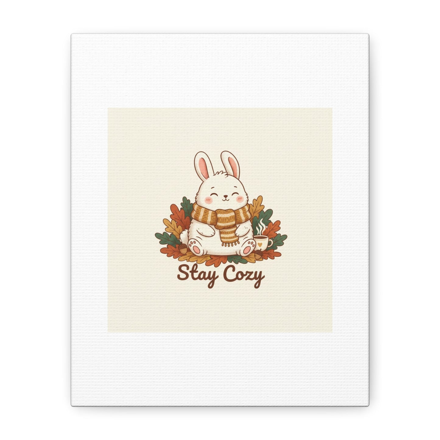 Cozy Bunny Illustration Canvas | Cute Critter Winter Forest Art