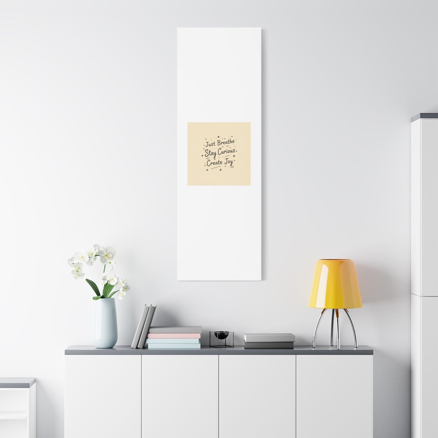 Just Breathe Stay Curious Create Joy Canvas | Messy Handwritten Typography, Doodle Text Art