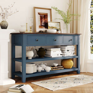 Antique Navy+Espresso+Solid Wood+MDF