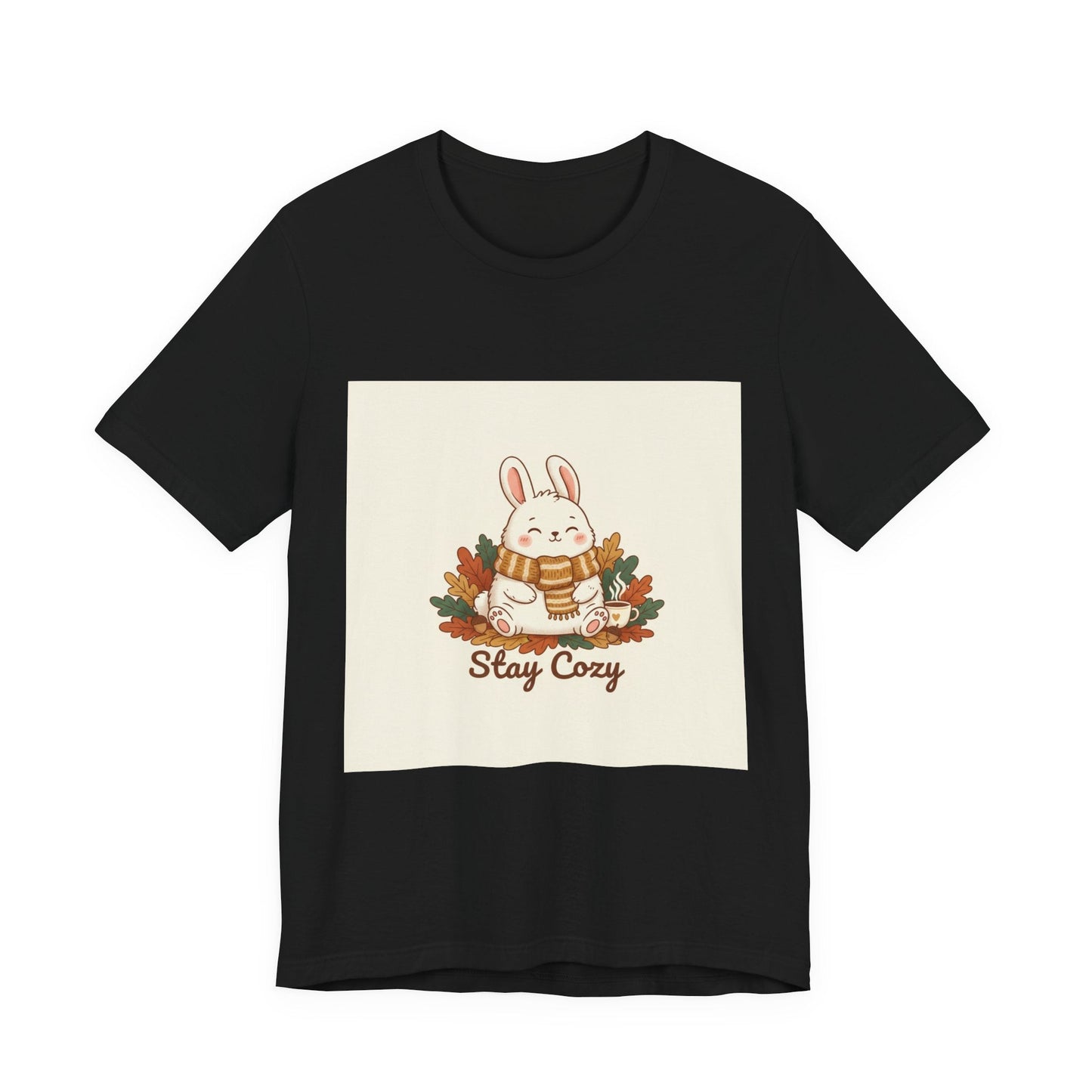 Stay Cozy Bunny T-Shirt | cute animal illustration, winter forest art