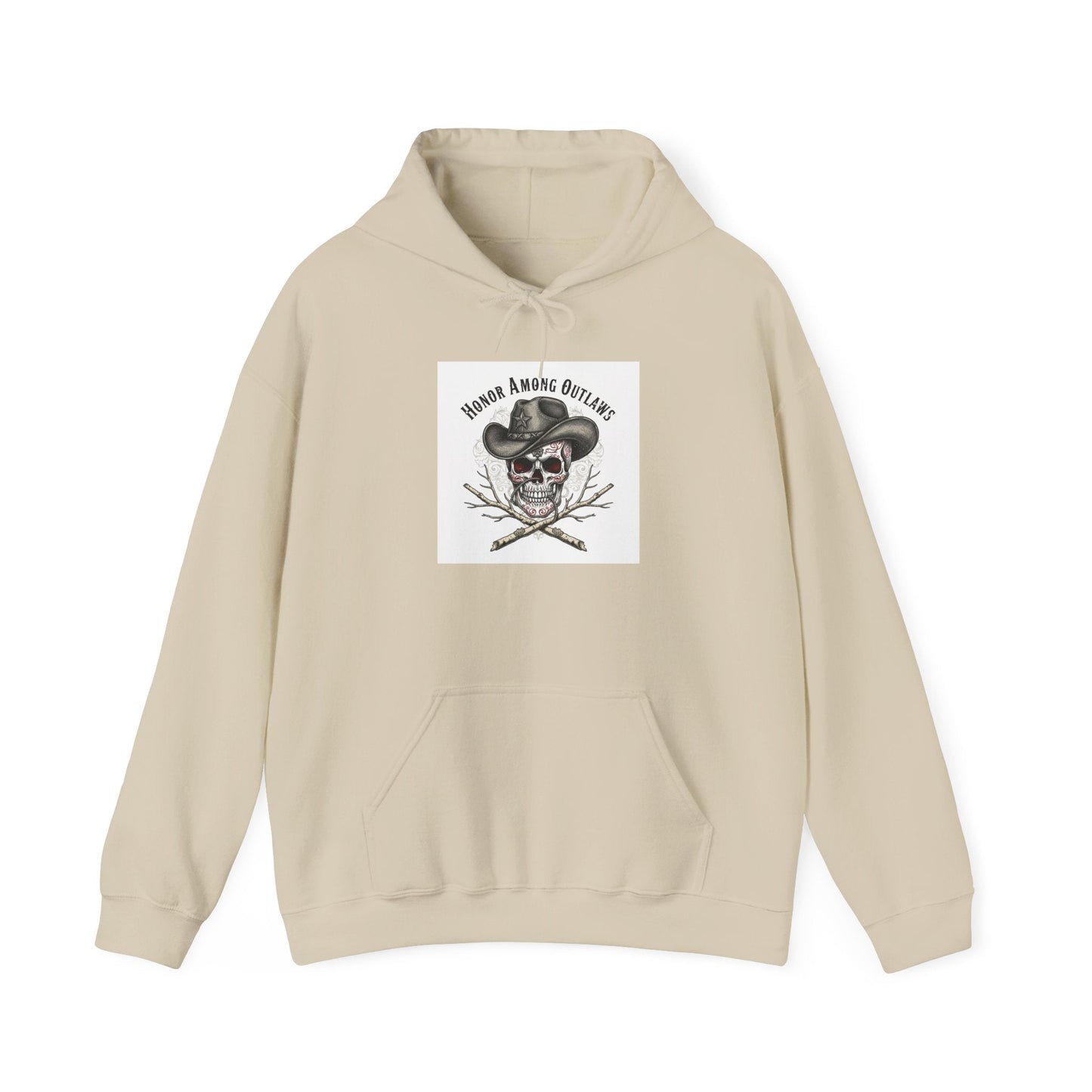 Western Skull Art Hoodie | gothic Americana, desert noir design