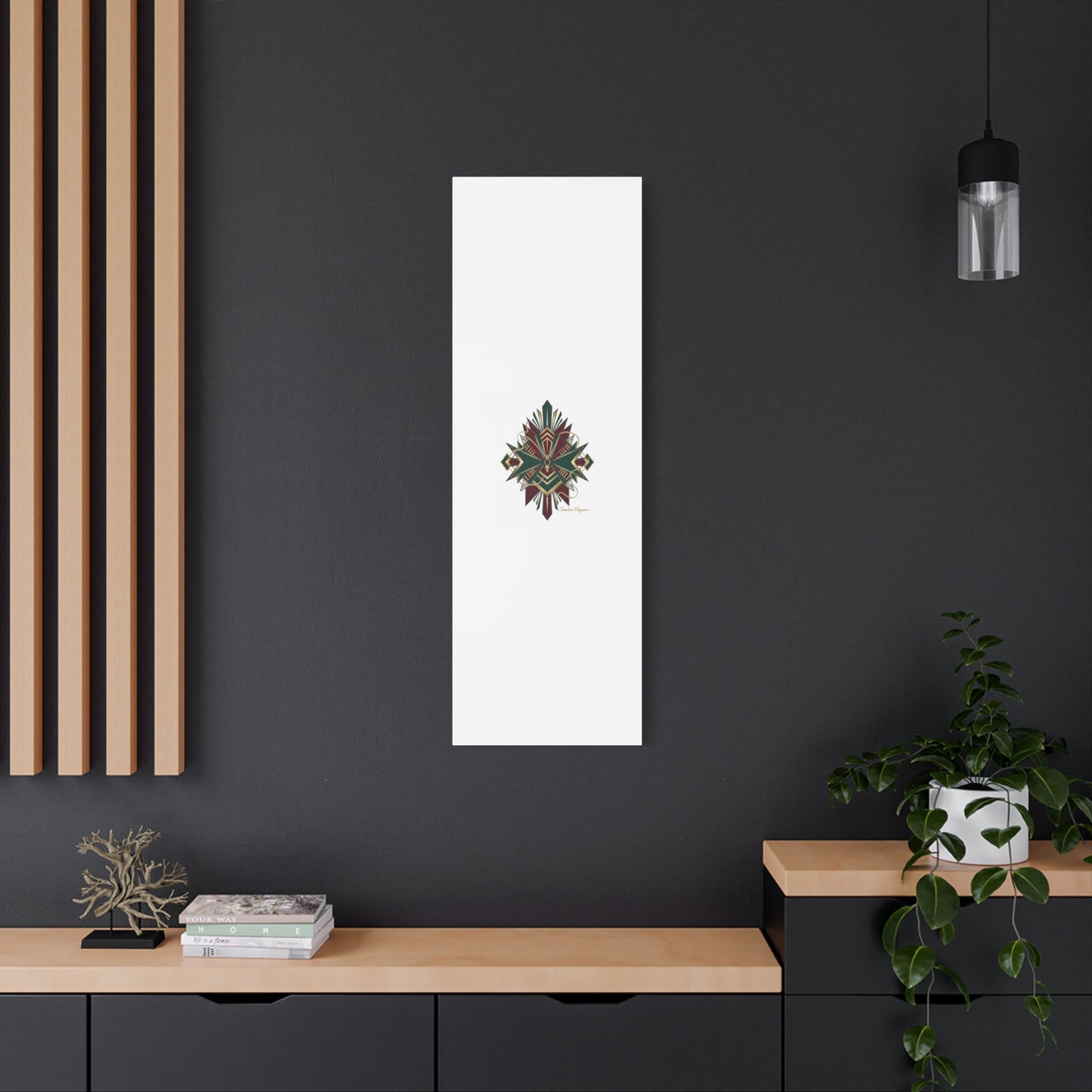 Art Deco geometric brass print Canvas | Neo-Deco chrome & gold fan motif