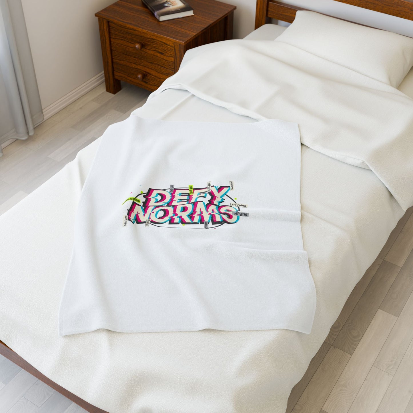 Defy Norms Velveteen Plush Blanket | anti-aesthetic, glitch font
