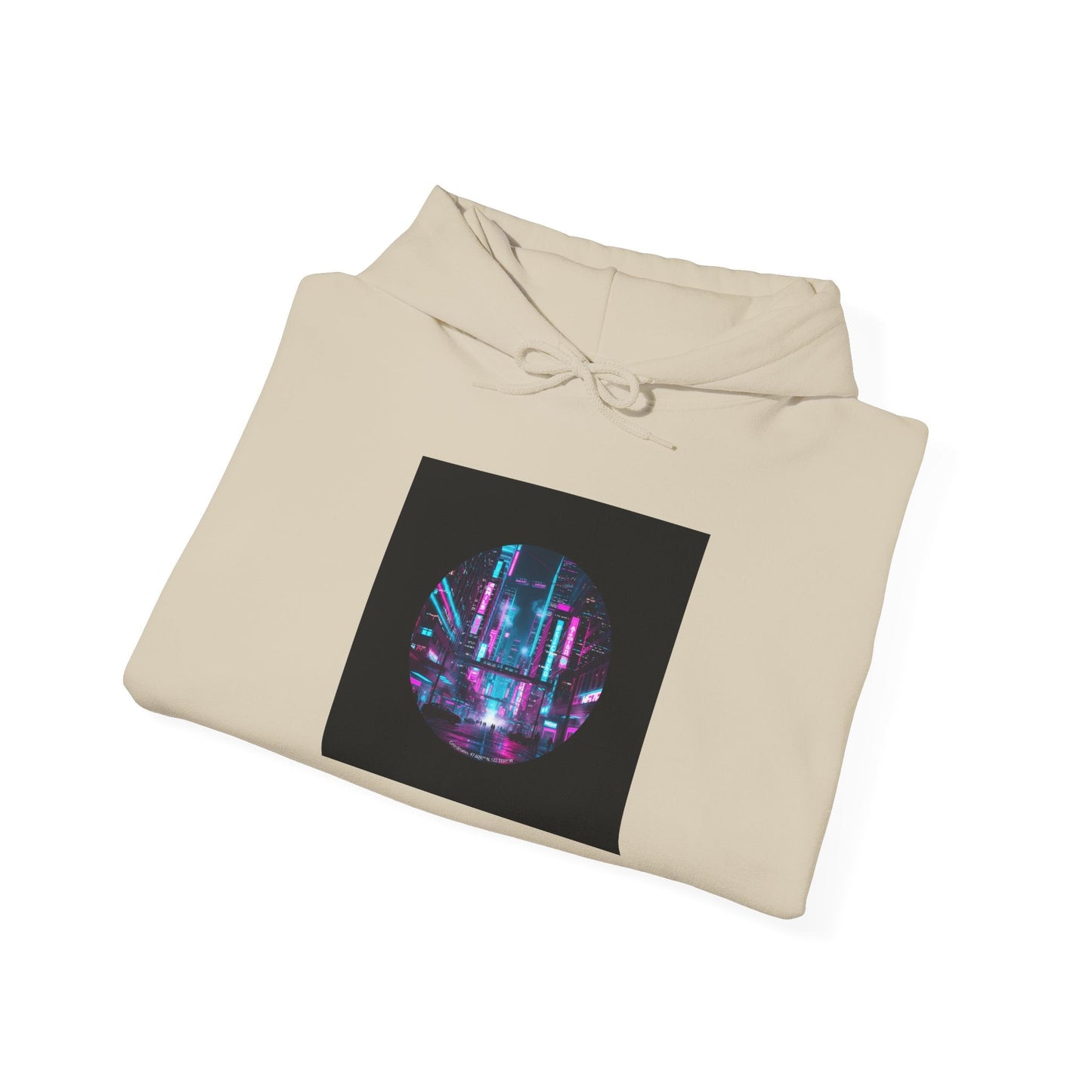 Neon Cyberpunk Skyline Hoodie | synthwave skyline, future city art