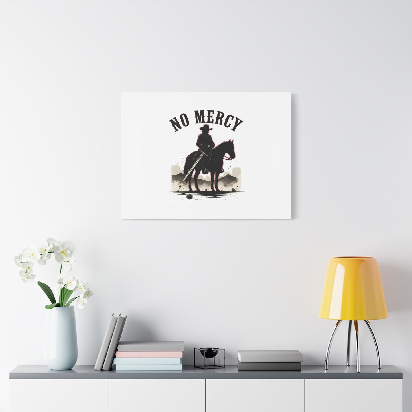 No Mercy Cowboy Skull Canvas | western skull art, gothic Americana