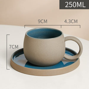 Set of blue cups and saucers