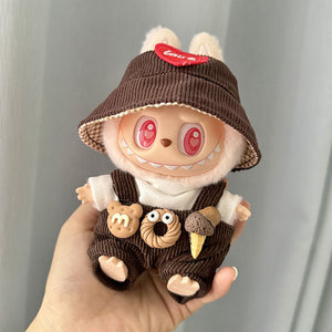 Sweet tube overalls set+brown heart-shaped hat