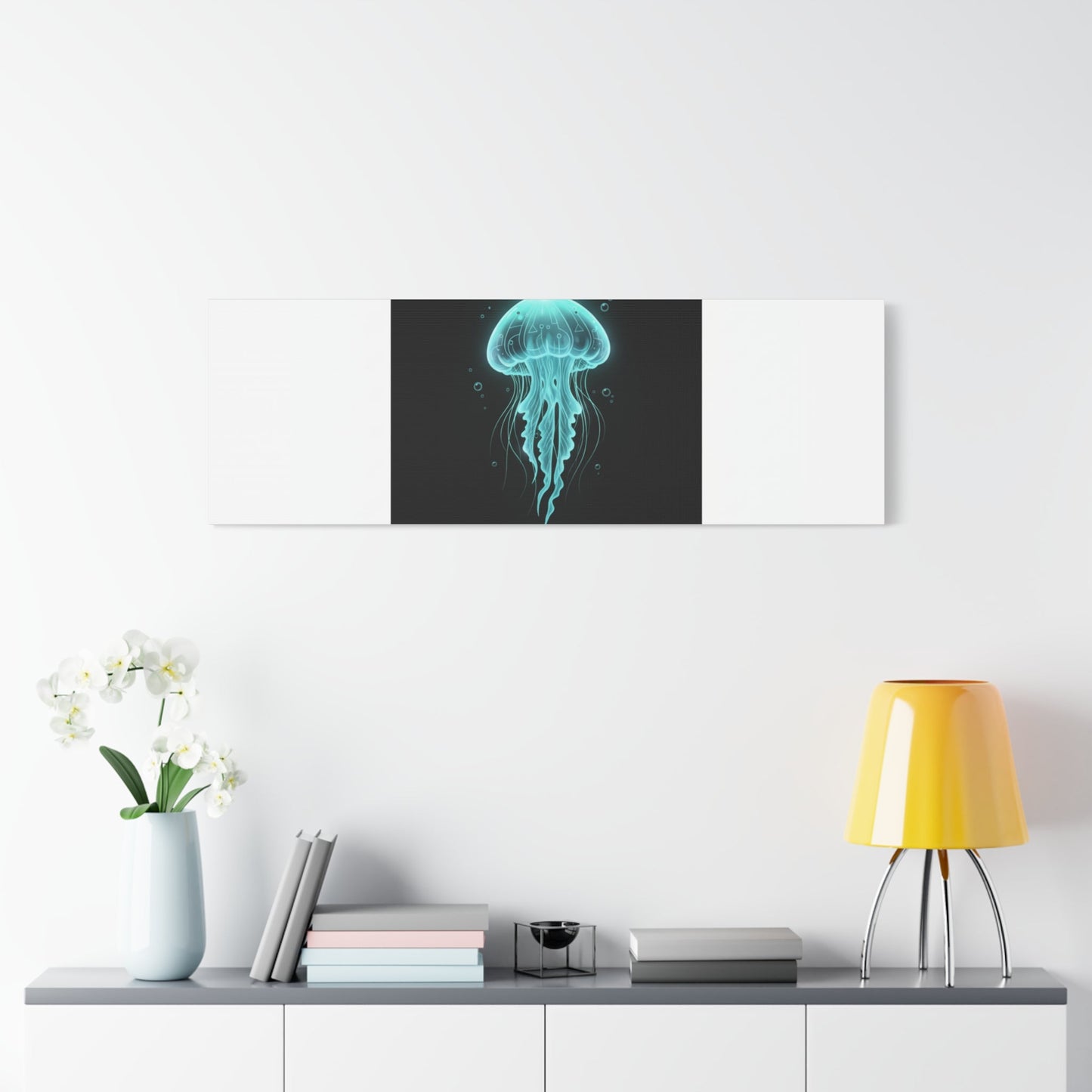 Bioluminescent Jellyfish Art Canvas | Deep Sea Aesthetic, Neon Glow