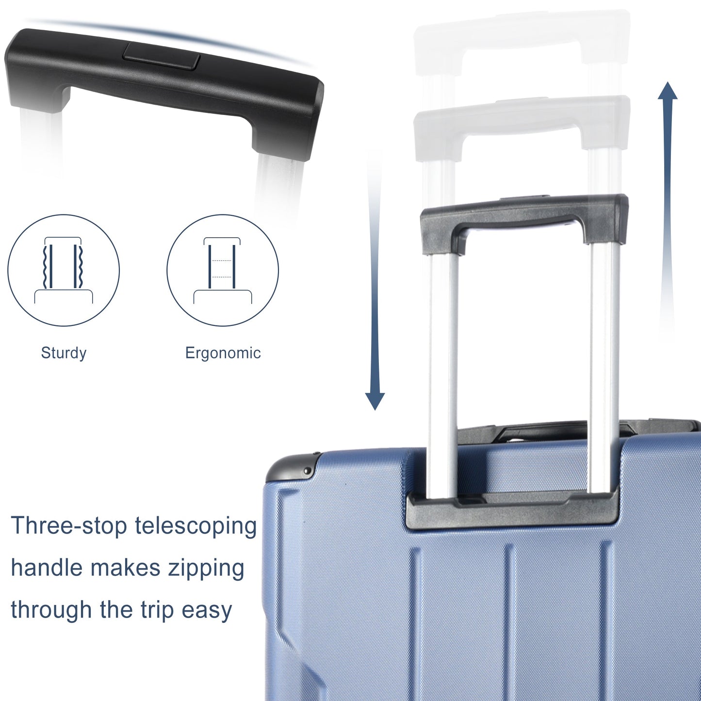 Hardshell Luggage Spinner Suitcase with TSA Lock Lightweight 20'' (Single Luggage) Blue + ABS + 20 Inch Carry On