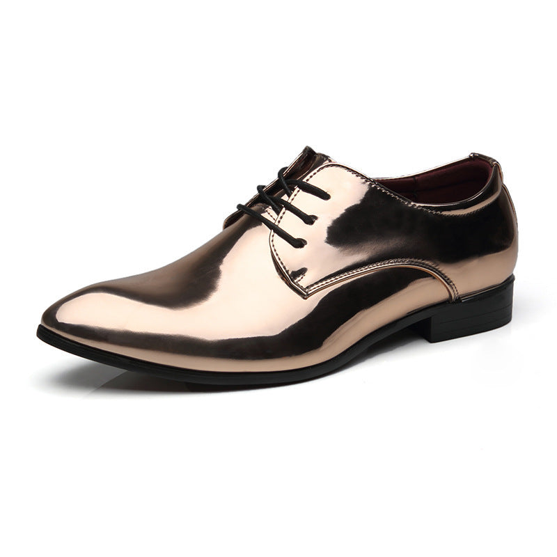 British Pointed Leather Shoes Men's Fashion Bright Leather Men's Shoes Foreign Trade Leather Shoes Amazon Wish LAZADA
