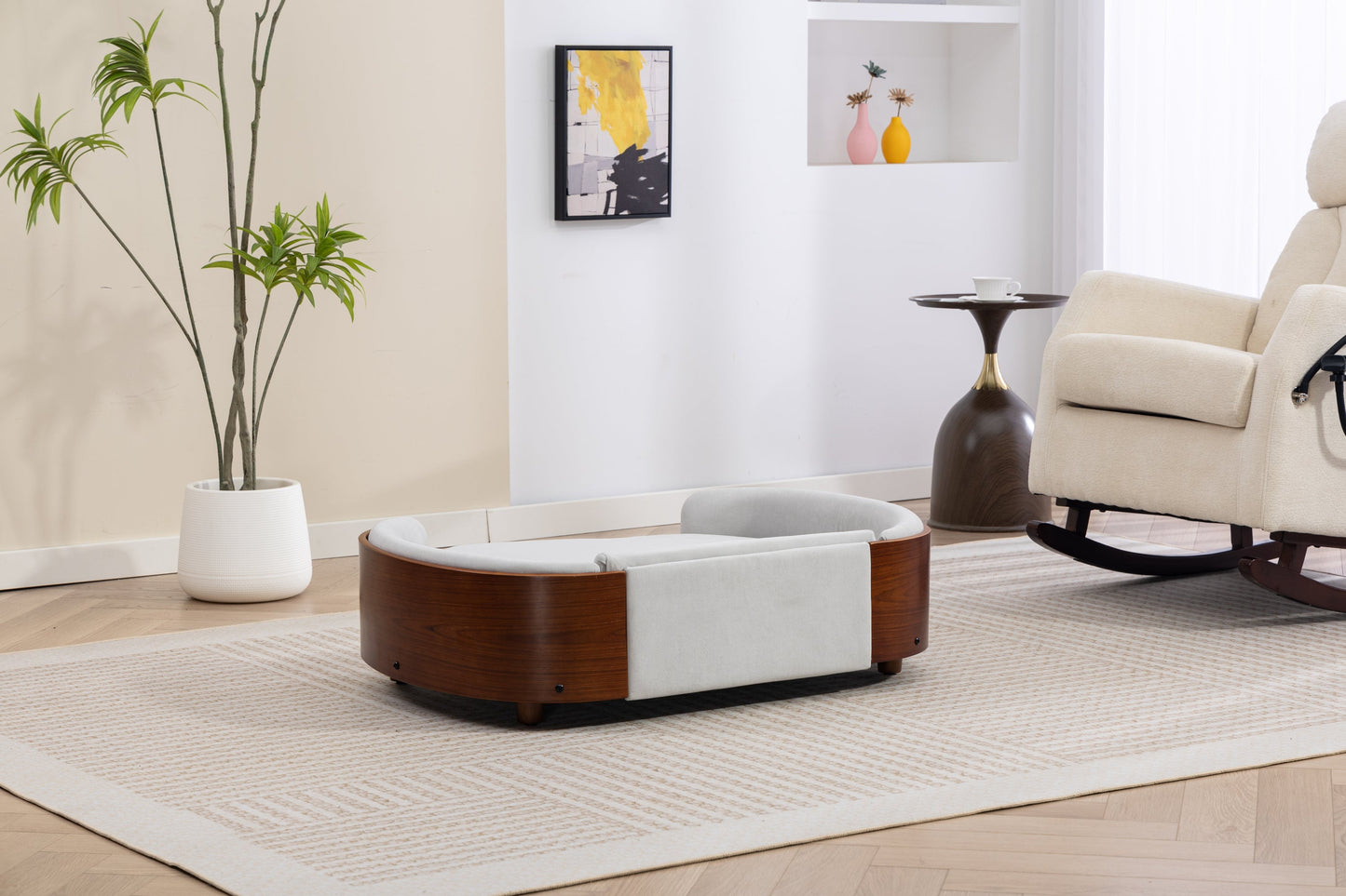 Scandinavian Style Elevated Dog Bed Pet Sofa with Solid Wood Legs and