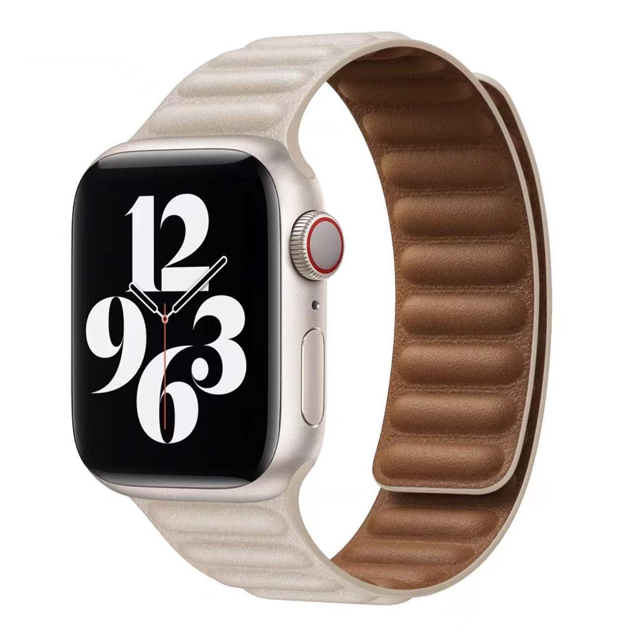Suitable For iwatch8 Watchband S7 SE 6/5/43 Magnetic Suction New Leather Loopback Chain Apple Watch Wristband
