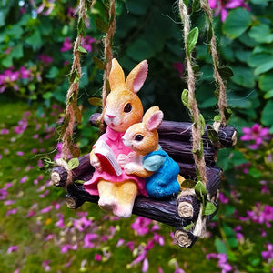 Rocking chair rabbit reading pendant
