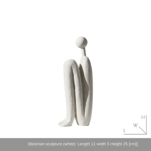 Matchstick Man Sculpture Solid (White Aged)
