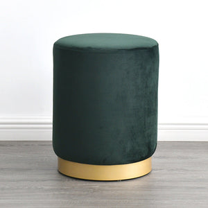 Round Stool Dark Green Flannel