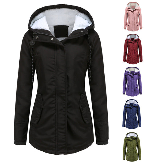 New Style Warm Coat For Fall Winter Women's European Size Thickened Plus Velvet Cotton Coat