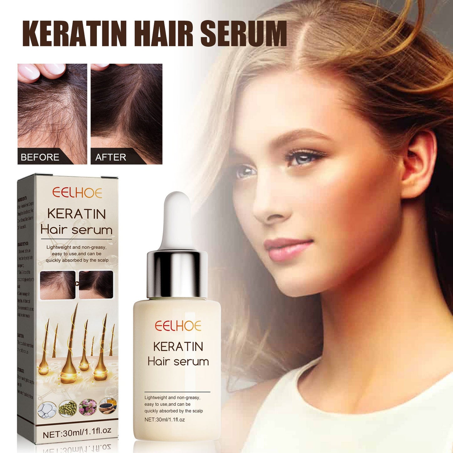 Hair Enrichment Essence, Moisturizes Hair Repair Hair Root Thickening Hairline Strengthening Hair Treatment Essence