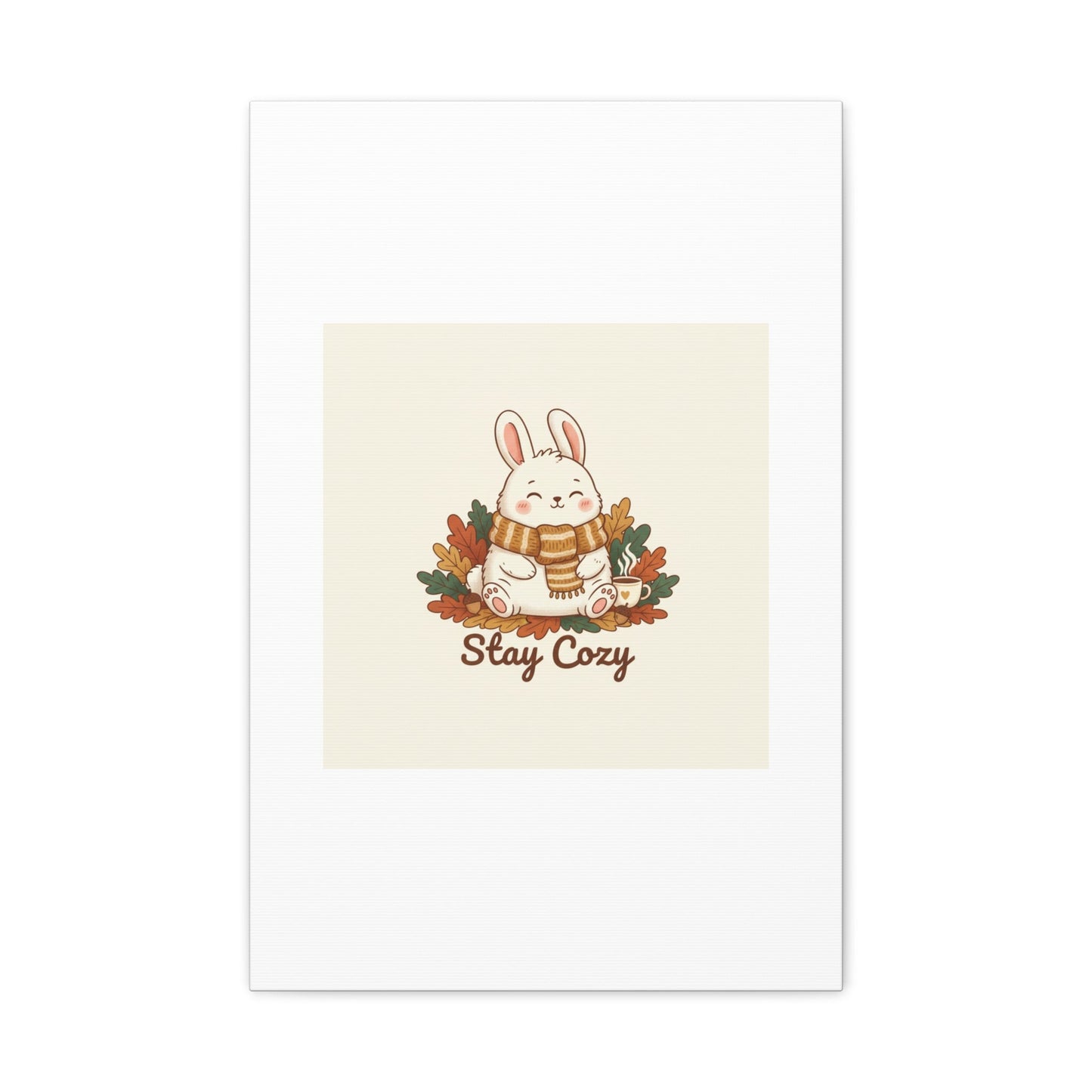 Cozy Bunny Illustration Canvas | Cute Critter Winter Forest Art
