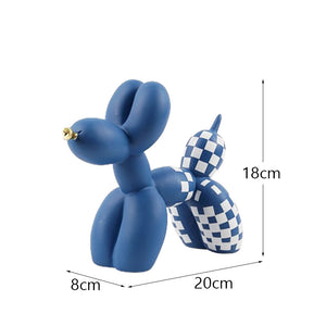 Plaid Balloon Dog - Blue and White Plaid