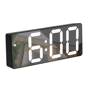Rectangular Black Shell Mirror White Light