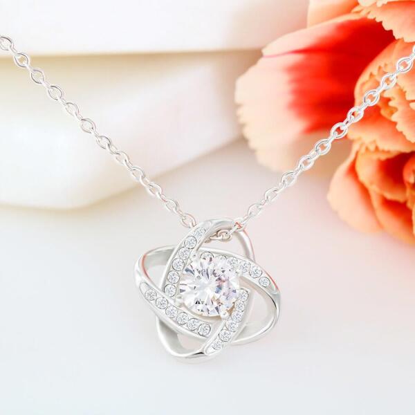 Personalized Message Card Love Knot Necklace Jewelry - Best Gift For Mother's Day - To My Bonus Mom