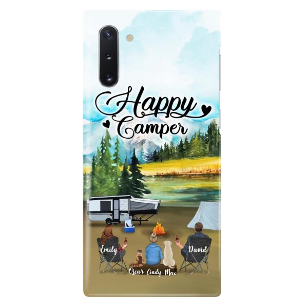 Personalized Camping Phone Case - Parents With 1 Kids And 2 Pets - Best Gift For Family - Happy Camper