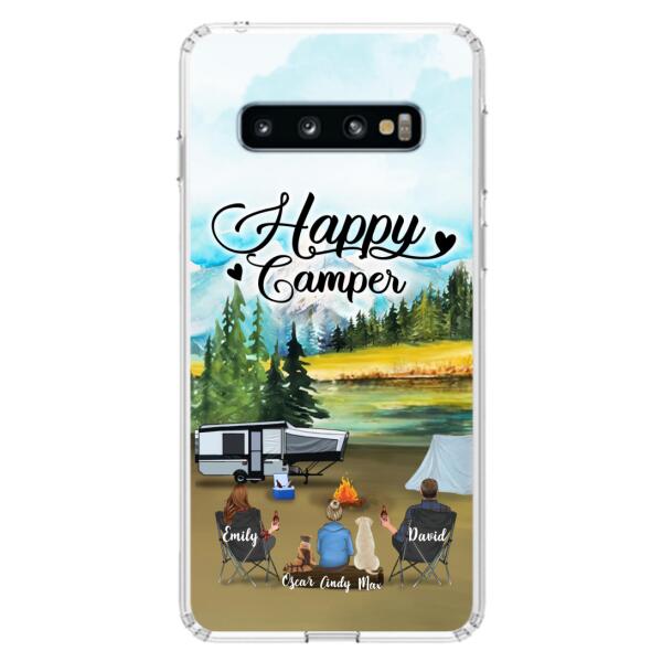 Personalized Camping Phone Case - Parents With 1 Kids And 2 Pets - Best Gift For Family - Happy Camper