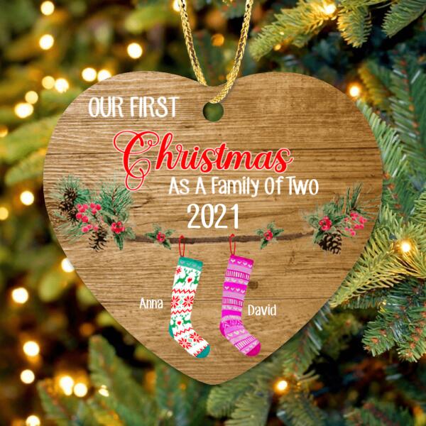 Personalized Christmas Ornament - Up to 5 Socks - Our First Christmas As A Family