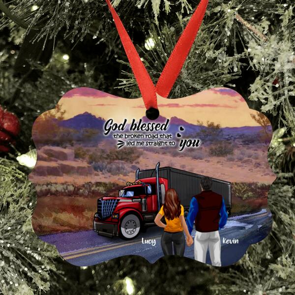 Personalized Trucker Ornament - Couple/Mom And Kid/Mom And Dog - Best Gift For Couple - 5VQSN5